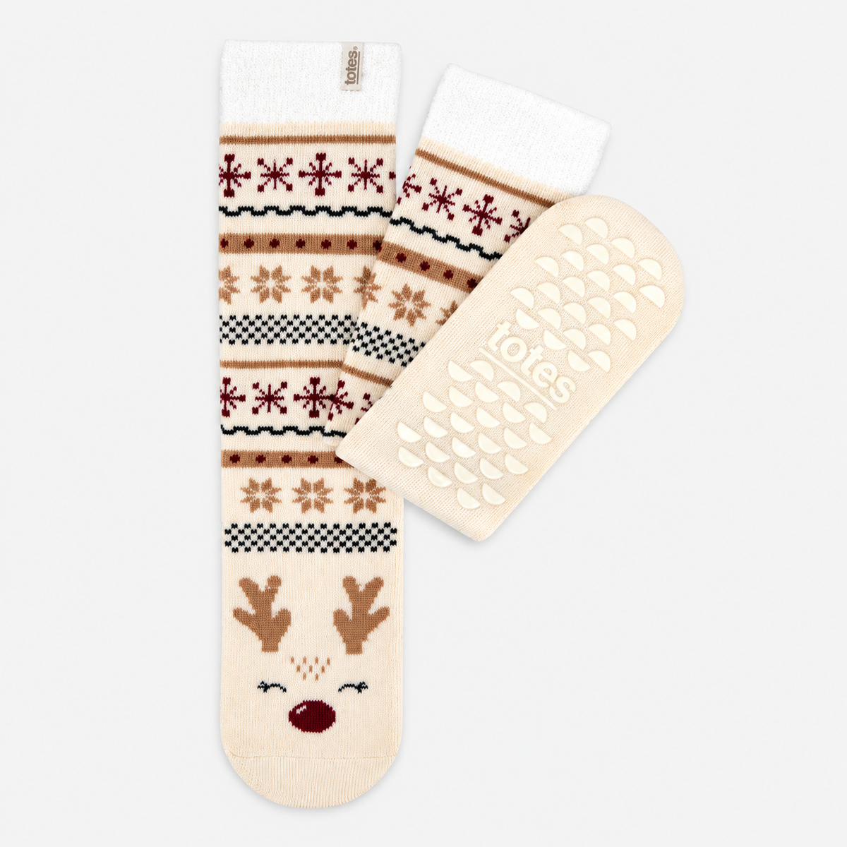 Totes Toasties SINGLE ORIGINAL SLIPPER SOCKS Womens Slipper Socks Reindeer