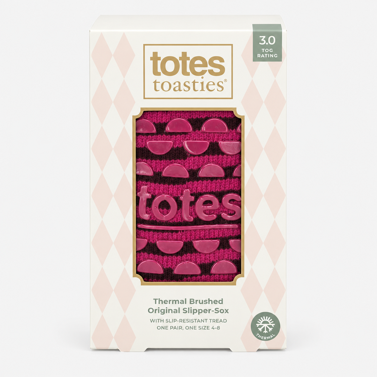 Totes Toasties THERMAL BRUSHED ORIGINAL SLIPPER SOCKS Womens Slipper Socks Berry Stripe
