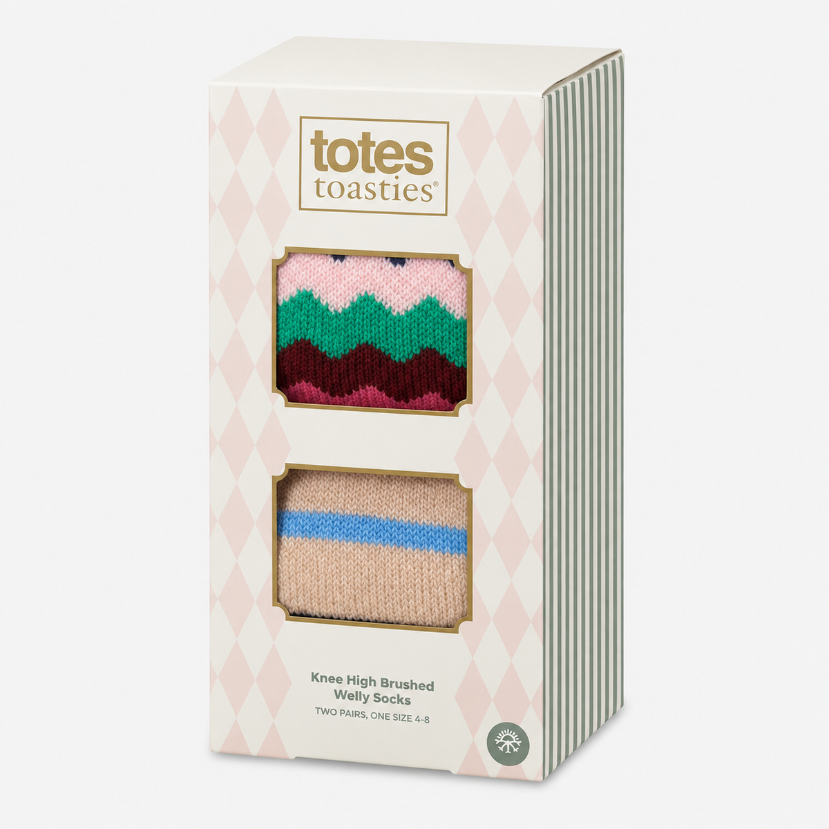 Totes Toasties KNEE HIGH TERRY THERMAL WELLY SOCKS (TWIN PACK) Womens Welly Socks Multi