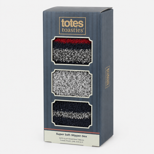 Totes Toasties 3PK SUPER SOFT COSY SOCKS Mens Crew Socks Navy