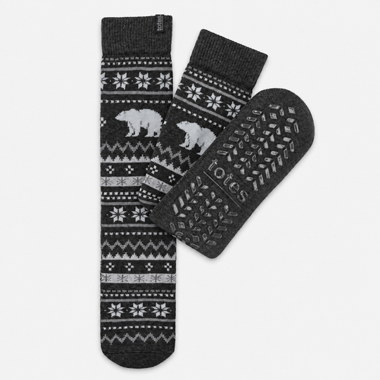Totes Toasties ORIGINAL SLIPPER SOCKS Mens Slipper Socks Polar Bear