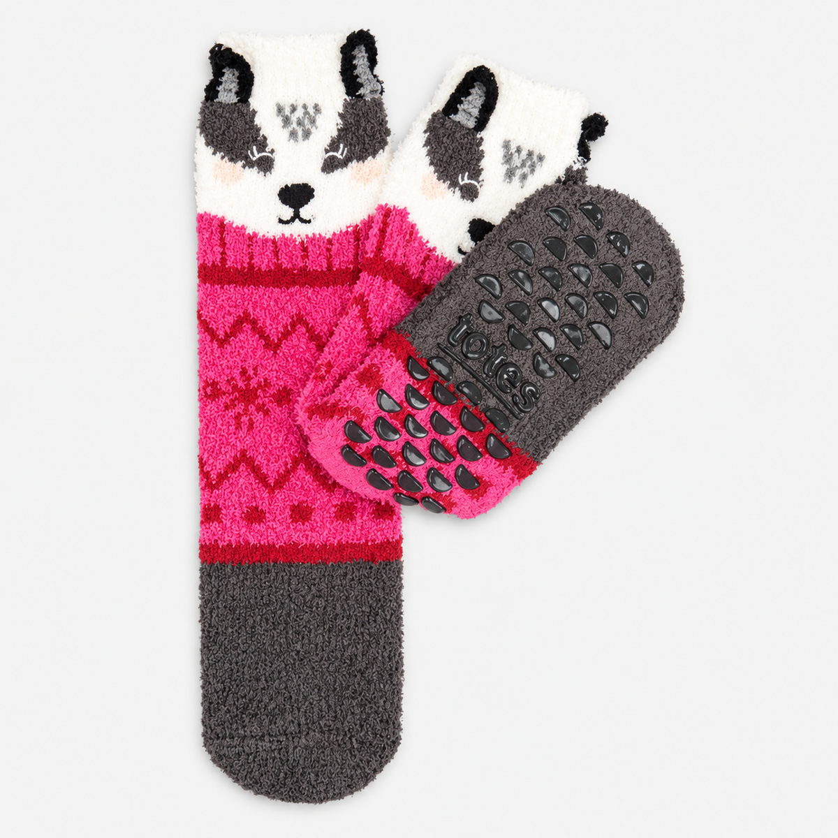 Totes Toasties NOVELTY SUPER SOFT SLIPPER SOCKS Womens Slipper Socks Badger