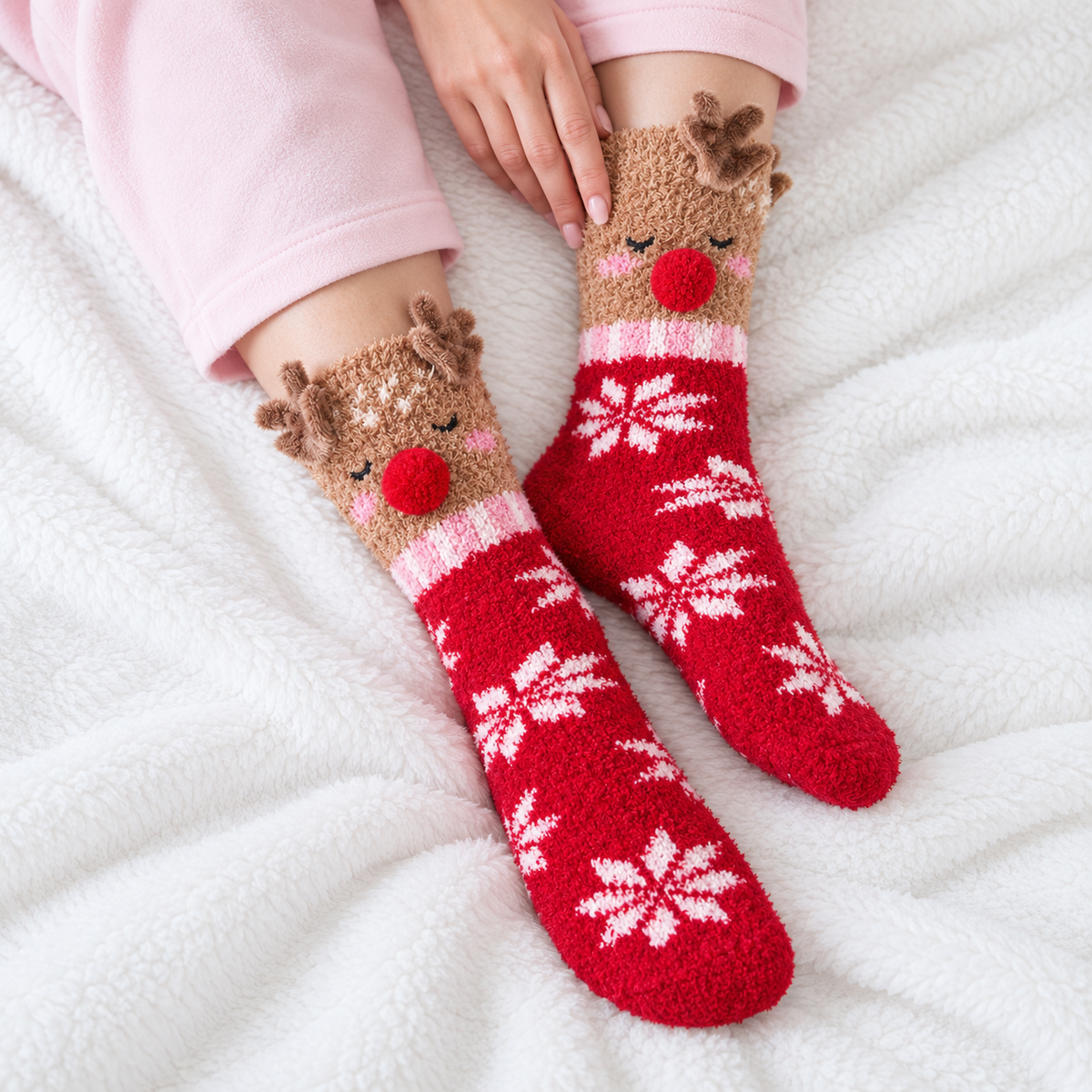 Totes Toasties NOVELTY SUPER SOFT SLIPPER SOCKS Womens Slipper Socks Reindeer
