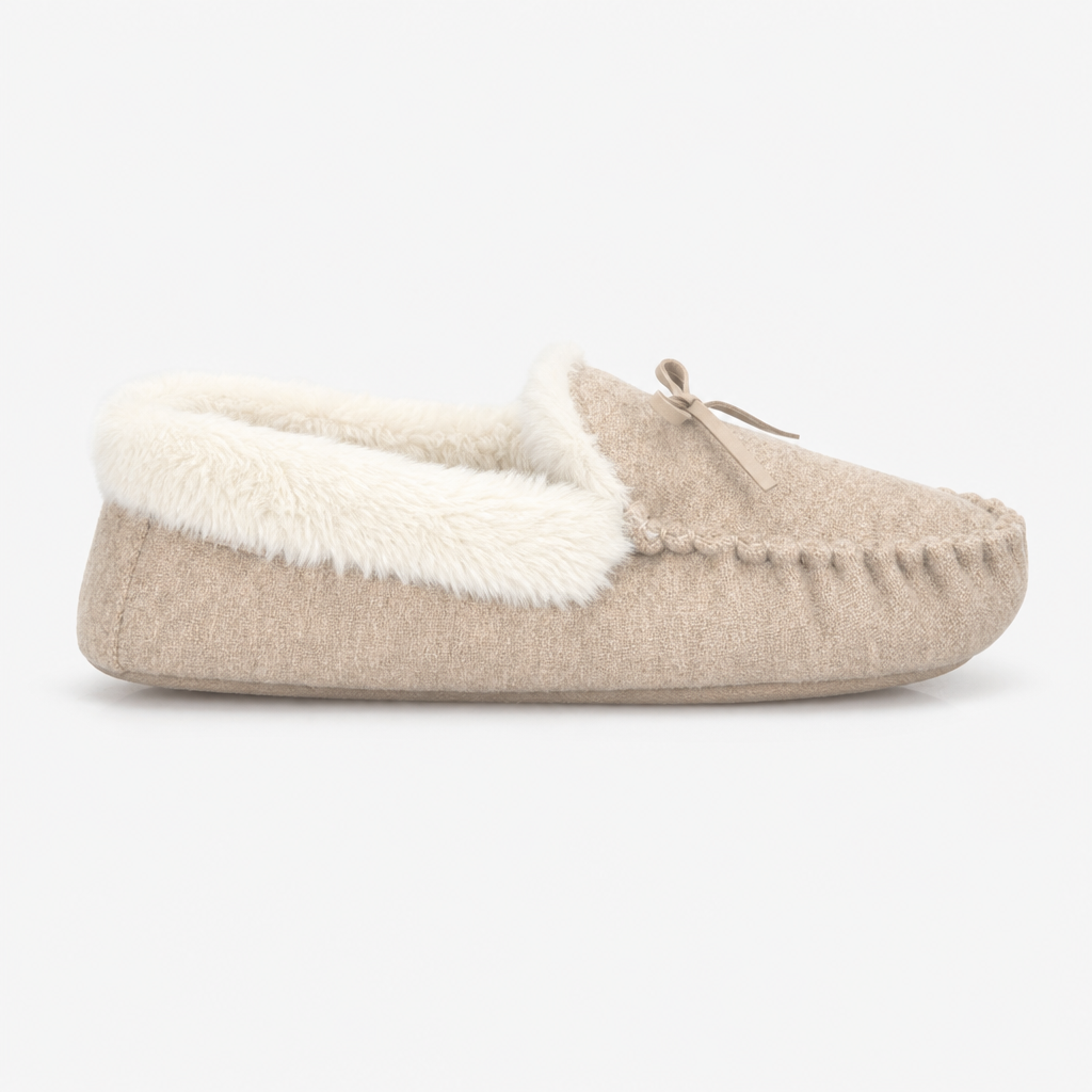Totes Toasties VELOUR MOCCASIN SLIPPERS Womens Moccasins Taupe