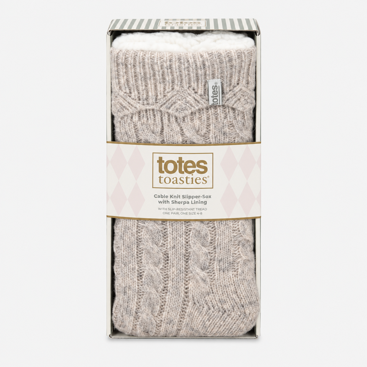 Totes Toasties TEXTURE SLIPPER SOCKS Womens Slipper Socks Oat