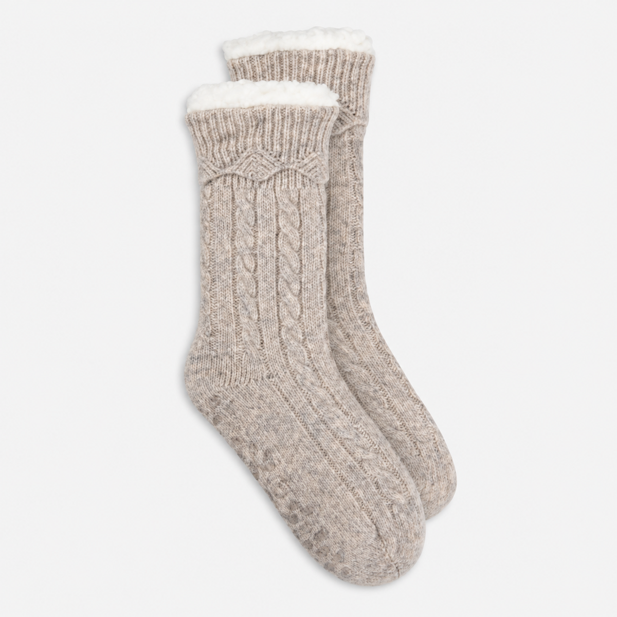Totes Toasties TEXTURE SLIPPER SOCKS Womens Slipper Socks Oat