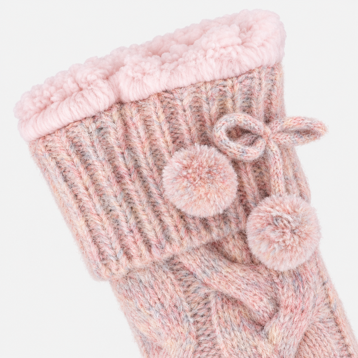 Totes Toasties PREMIUM CHUNKY KNIT SLIPPER SOCKS Womens Crew Socks Pink