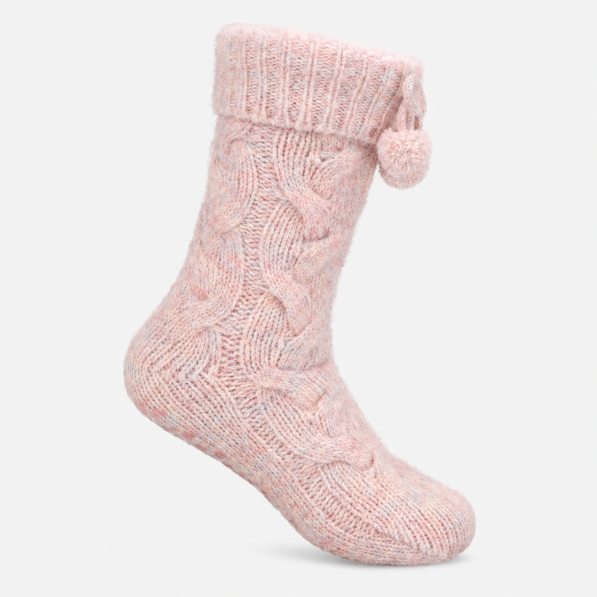 Totes Toasties PREMIUM CHUNKY KNIT SLIPPER SOCKS Womens Crew Socks Pink