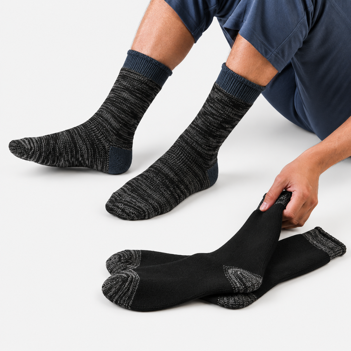 Totes Toasties 3.0 TOG BRUSHED INSIDE THERMAL LINED SOCKS (TWIN PACK) Mens Thermal Socks Black Twist