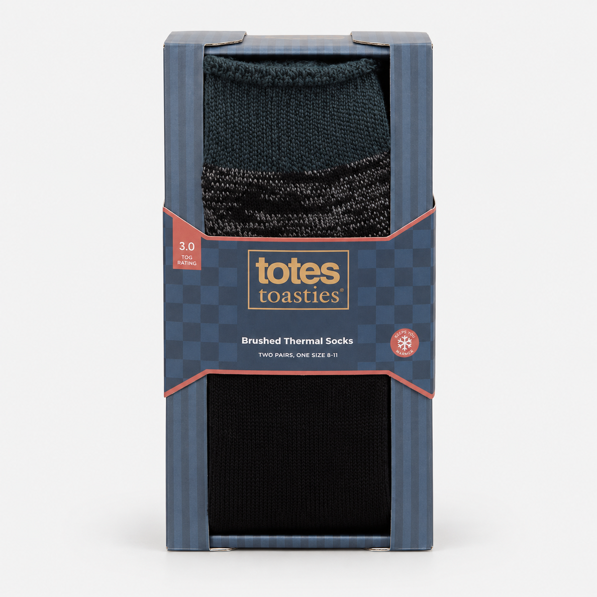 Totes Toasties 3.0 TOG BRUSHED INSIDE THERMAL LINED SOCKS (TWIN PACK) Mens Thermal Socks Black Twist