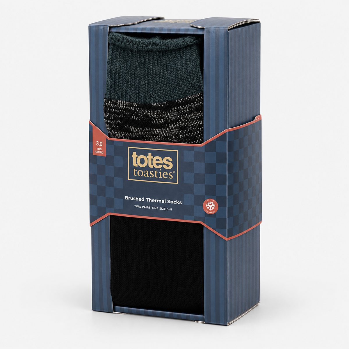 Totes Toasties 3.0 TOG BRUSHED INSIDE THERMAL LINED SOCKS (TWIN PACK) Mens Thermal Socks Black Twist