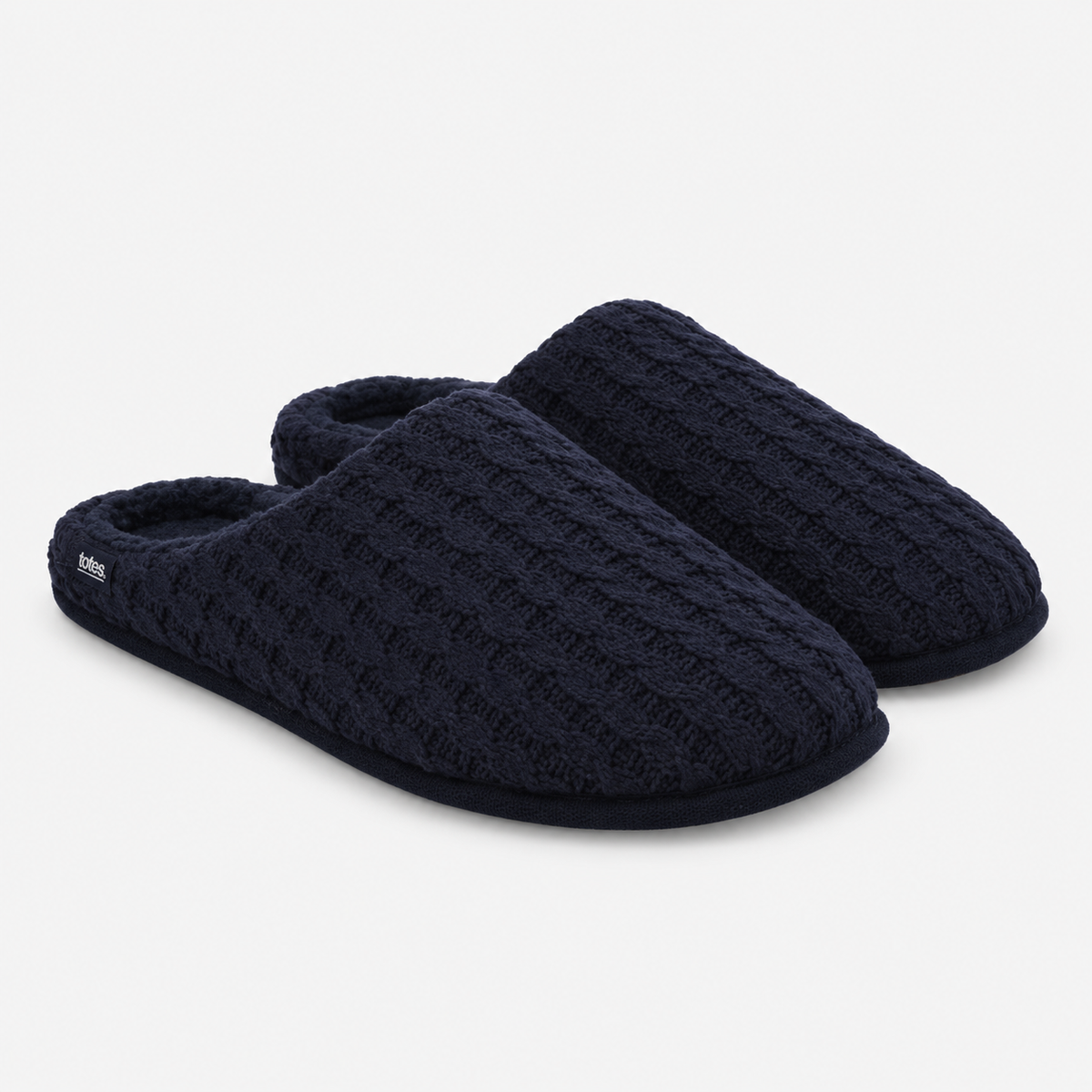 Totes Toasties KNITTED MULE SLIPPERS Mens Mules Navy