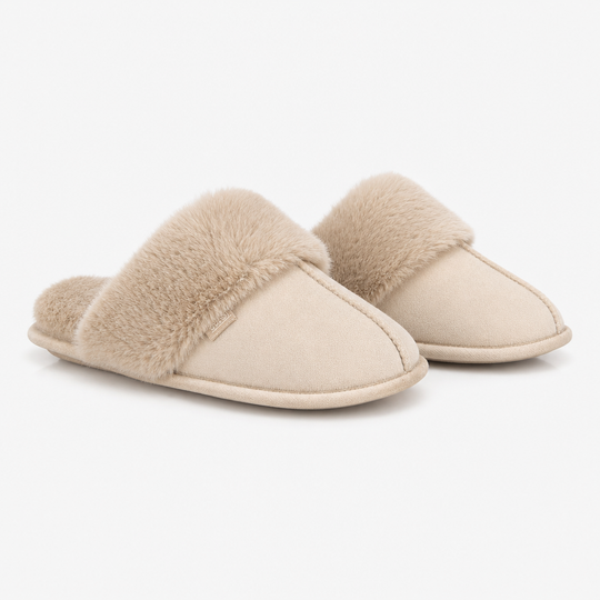 Totes Toasties VELOUR MULE SLIPPERS Womens Mules Natural