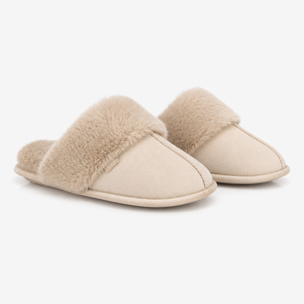 Totes Toasties VELOUR MULE SLIPPERS Womens Mules Natural