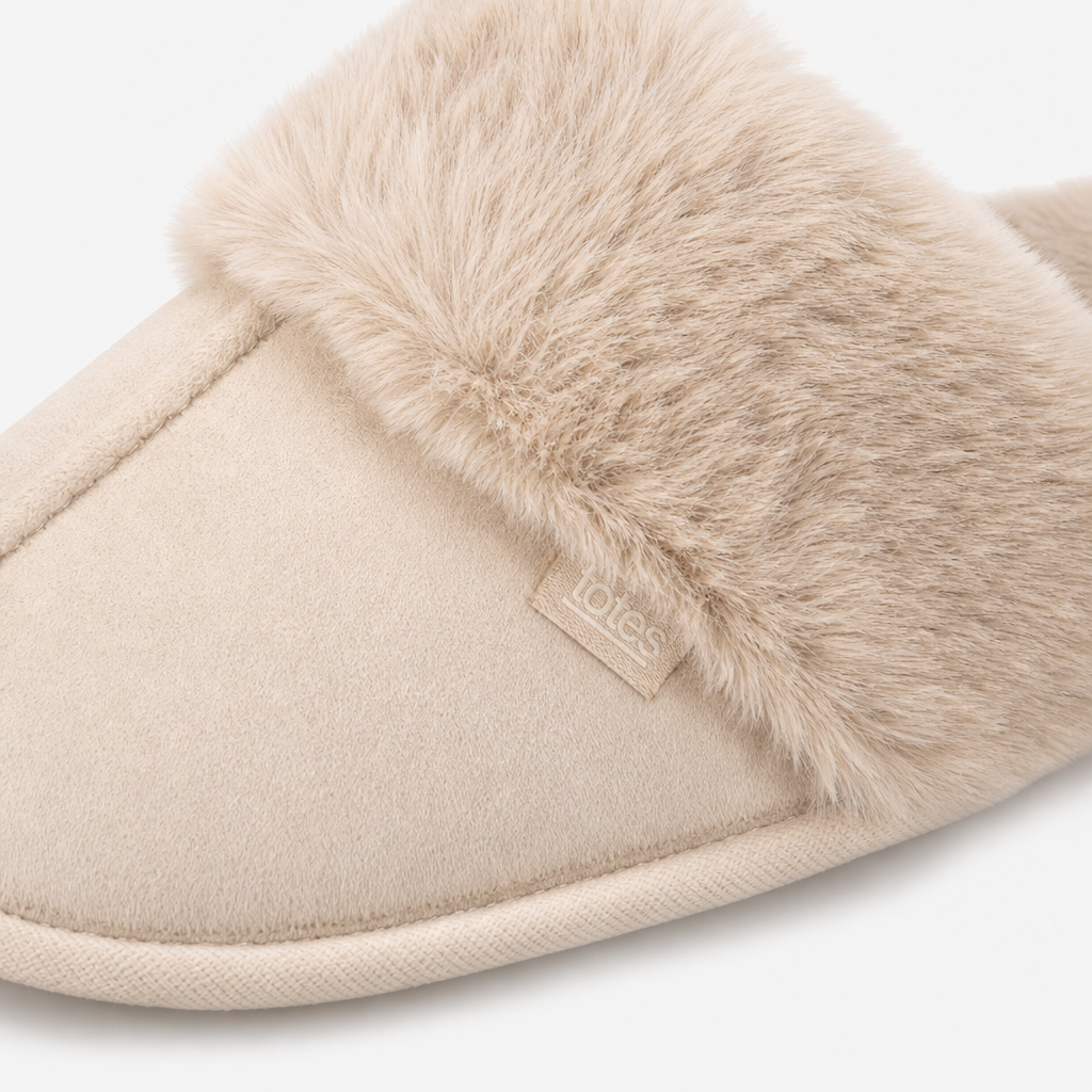 Totes Toasties VELOUR MULE SLIPPERS Womens Mules Natural