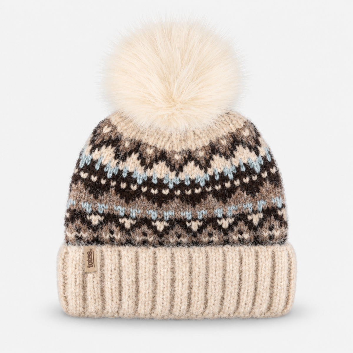 Totes Toasties FAIR ISLE SCARF & HAT SET Womens Beanie Grey