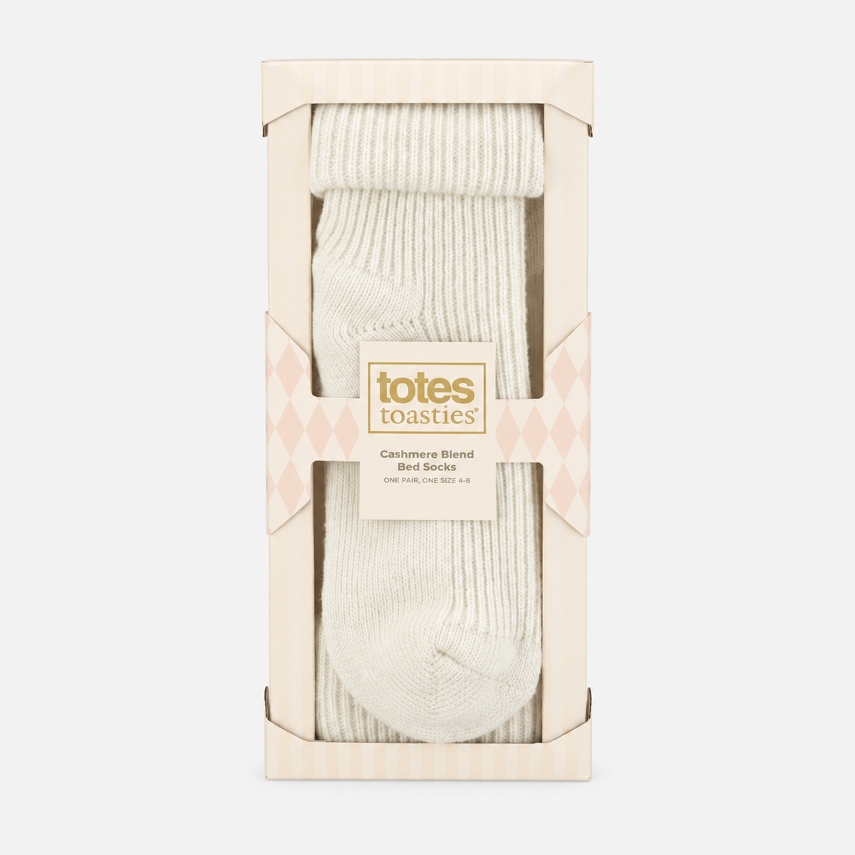 Totes Toasties 1PP CASHMERE TURN OVER TOP SOCKS Womens Ankle Socks Cream