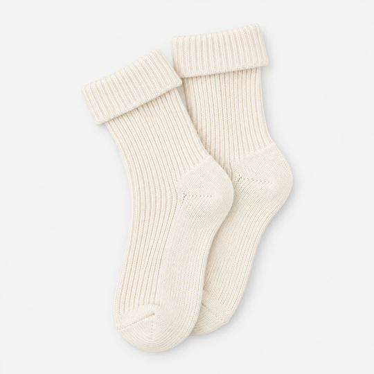 Totes Toasties 1PP CASHMERE TURN OVER TOP SOCKS Womens Ankle Socks Cream