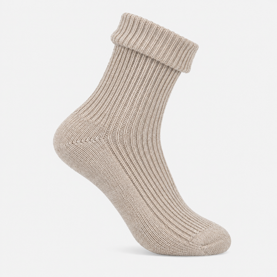 Totes Toasties 1PP CASHMERE TURN OVER TOP SOCKS Womens Ankle Socks Oat