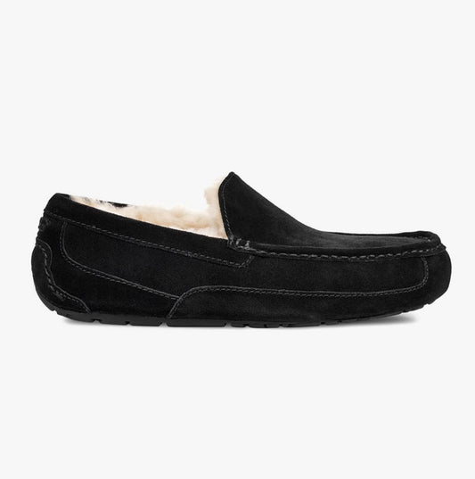 UGG ASCOT Mens Suede Moccasin Slippers Black