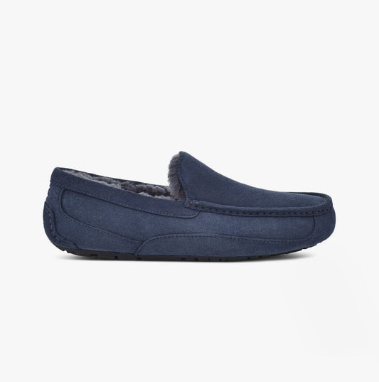 UGG ASCOT Mens Moccasin Suede Slippers Deep Ocean