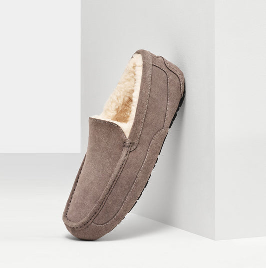 UGG ASCOT Mens Moccasin Suede Slippers Grey
