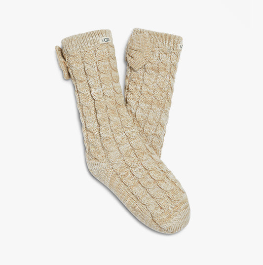 UGG LAILA BOW FLEECE LINED Womens Socks Cream/Gold
