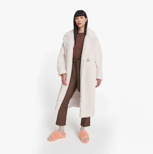 UGG GERTRUDE LONG TEDDY Womens Coat Winter White