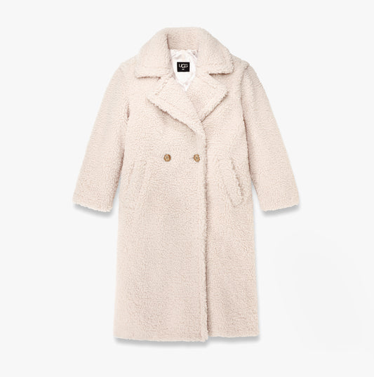 UGG GERTRUDE LONG TEDDY Womens Coat Winter White