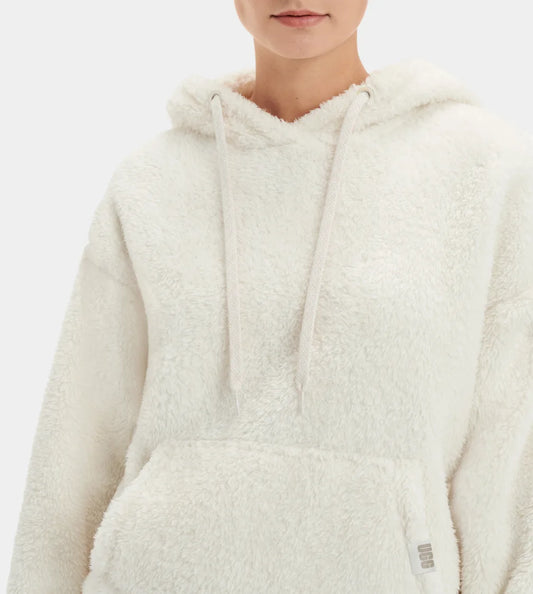 UGG LOYRA Womens Faux Sherpa Hoodie Cream