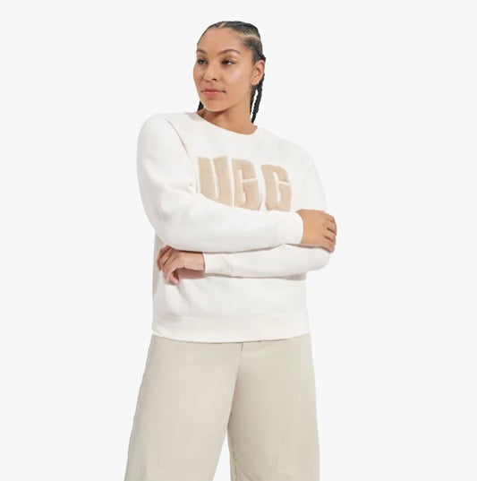 UGG MADELINE FUZZY LOGO Womens Crew Neck Nimbus / Sand