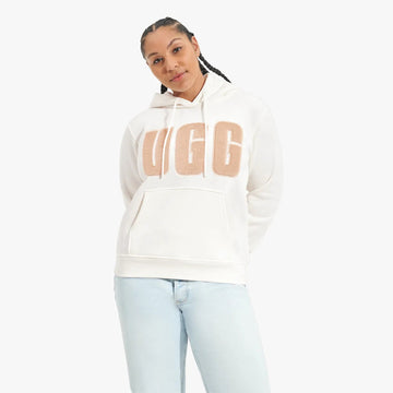 UGG REY UGGFLUFF LOGO Womens Hoodie Nimbus / Sand