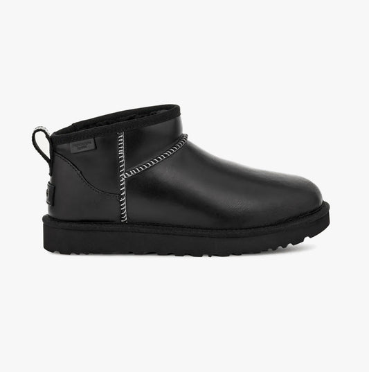 UGG CLASSIC ULTRA MINI LEATHER REGEN Womens Boots Black