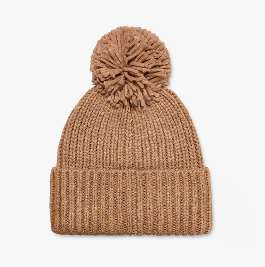UGG CHUNKY Womens RIB KNIT BEANIE POM Camel