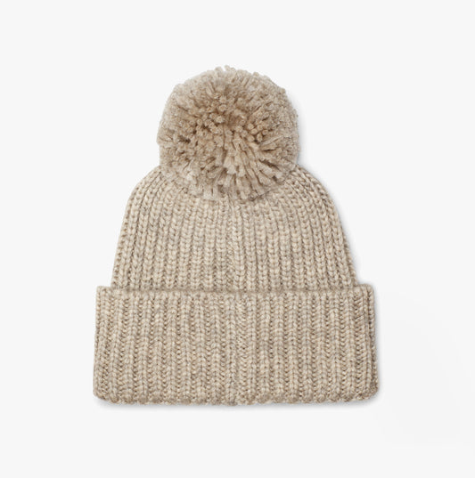 UGG CHUNKY RIB KNIT BEANIE POM Womens Beanie Light Grey