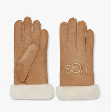 UGG SHEEPSKIN EMBROIDER Womens Gloves Chestnut