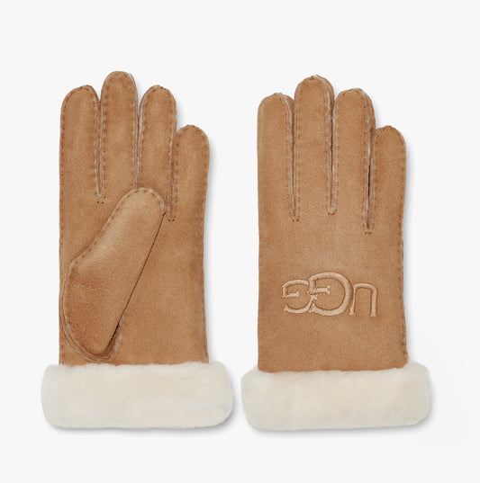 UGG SHEEPSKIN EMBROIDER Womens Gloves Chestnut