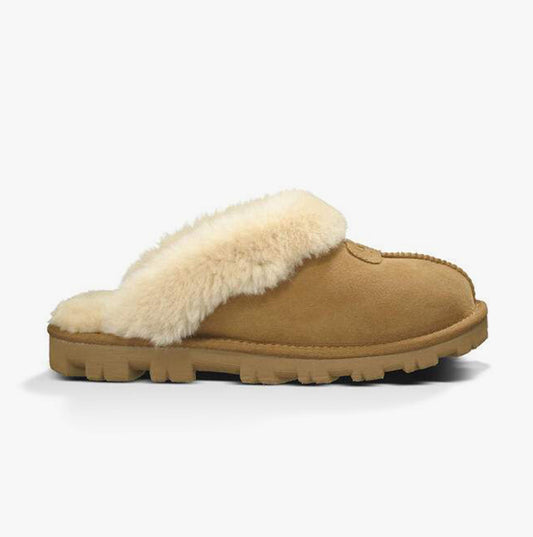 UGG COQUETTE Womens Sheepskin Mule Slippers Chestnut