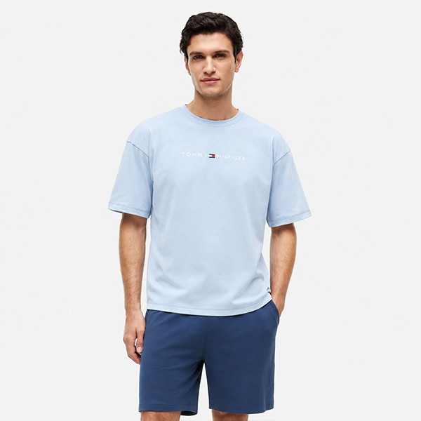 Tommy Hilfiger SS LOGO TEE Mens T-Shirt Breezy Blue