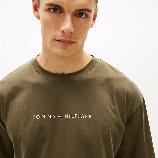 Tommy Hilfiger SS LOGO TEE Mens Loungewear Army Green