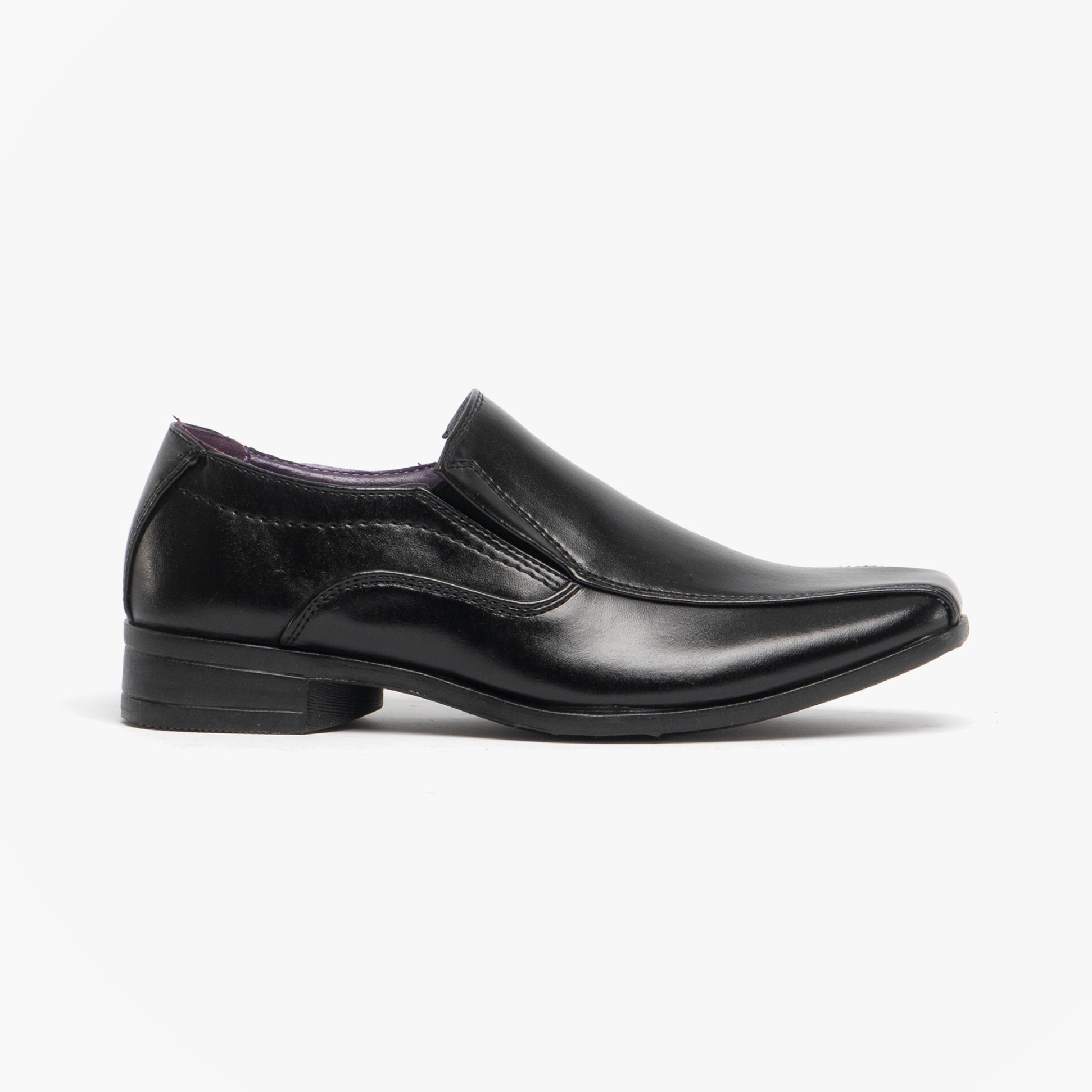 US Brass RAVEN Boys Faux Leather Slip On School Shoes Black