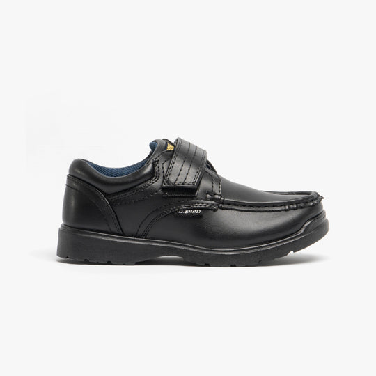 US Brass MARVIN Boys Velcro Bar Casual School Shoes Black