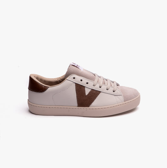 Victoria BERLIN LEATHER & SPLIT Womens Trainers White/Brown