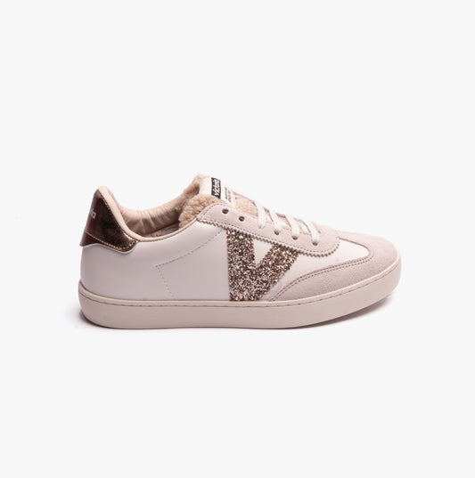 Victoria BERLIN FAUX LEATHER & SHEARLING CYCLIST Womens Trainers Hielo