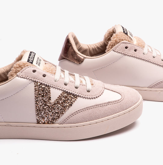 Victoria BERLIN FAUX LEATHER & SHEARLING CYCLIST Womens Trainers Hielo