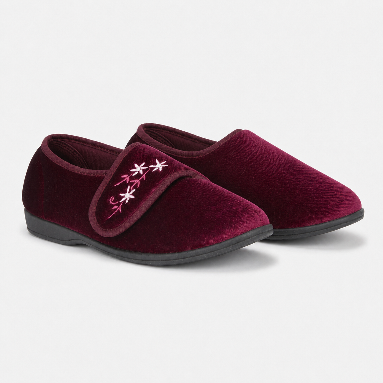 Jo & Joe VERONICA Womens Touch Fasten Slippers Wine