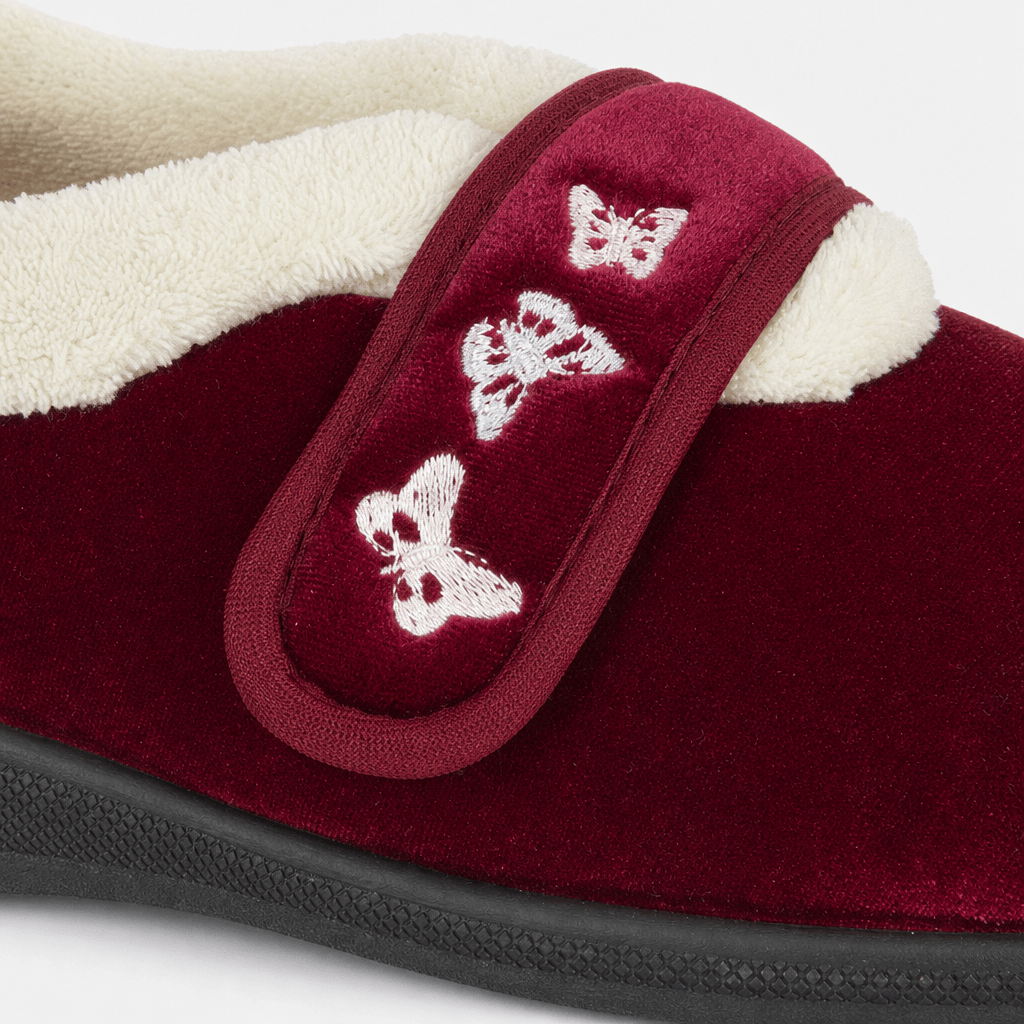 Jo & Joe MATILDA Womens Touch Fasten Slippers Wine