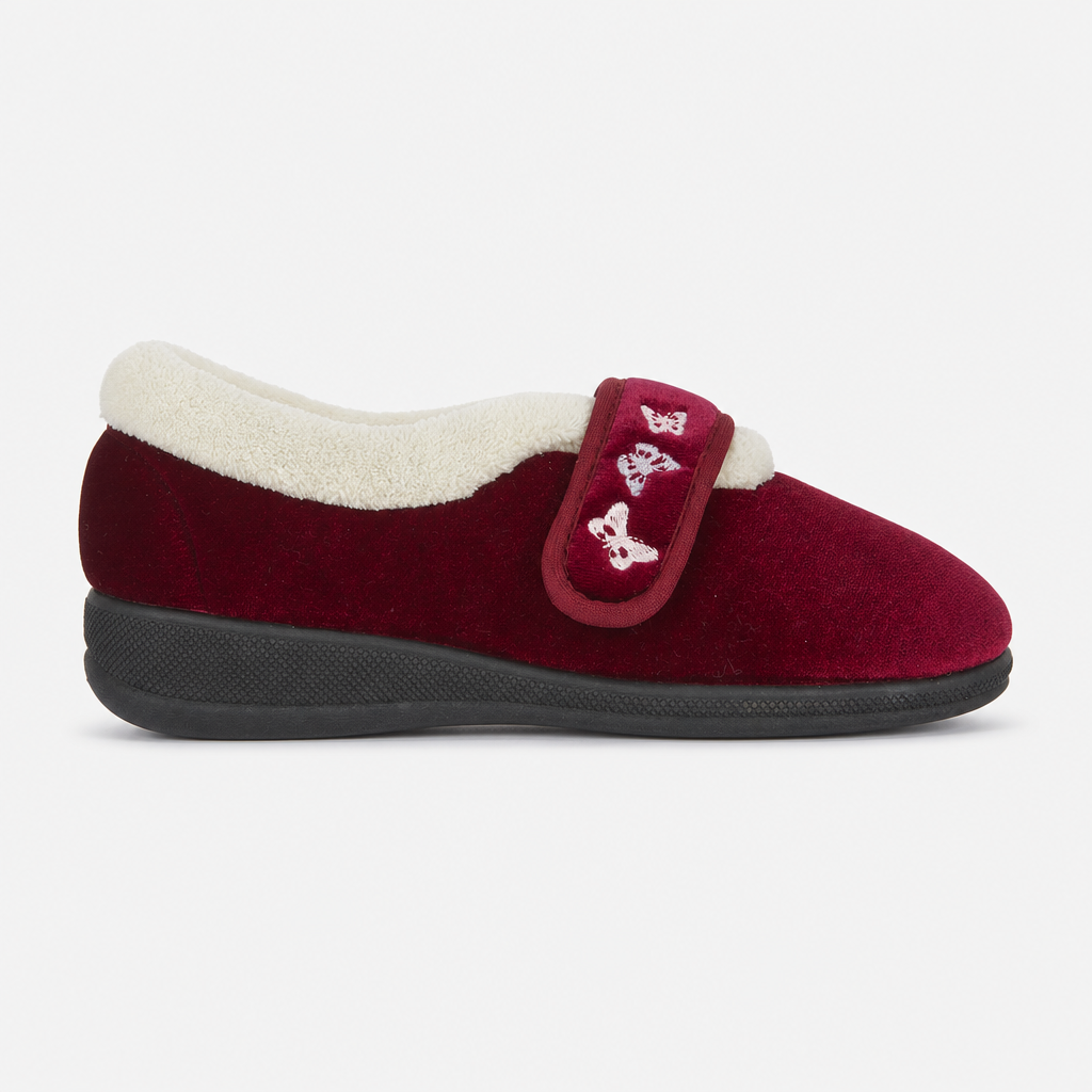 Jo & Joe MATILDA Womens Touch Fasten Slippers Wine
