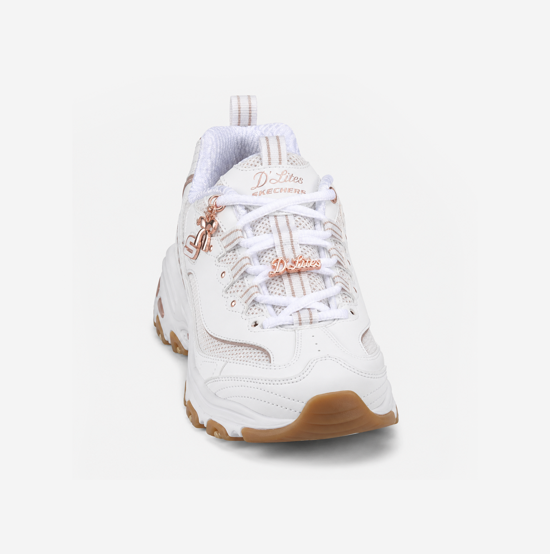 Skechers D'LITES - 20TH ANNIVERSARY Womens Casual Trainers White/Rose Gold