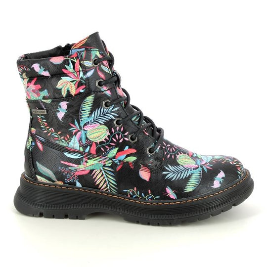 Westland PEYTON 01 Womens Boots Print side view with floral pattern, lace-up closure, ankle height, vegan and waterproof.